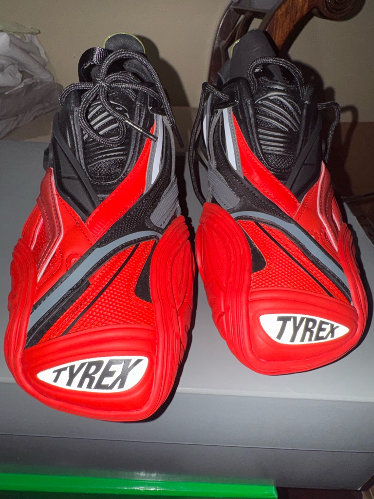 Balenciaga Tyrex Red And Black Athletic Sneakers